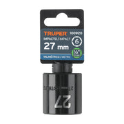 Dado de impacto de 27 mm, 6 puntas, cuadro 1/2', TRUPER