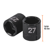 Dado de impacto de 27 mm, 6 puntas, cuadro 1/2', TRUPER