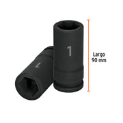 Dado largo de impacto de 1', 6 puntas, cuadro 3/4', TRUPER