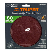 Paquete con 3 discos de lija 6' grano 80, para PUL-4X6T