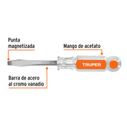 Desarmador plano 1/4 x 3' barra cuadrada mango acetato