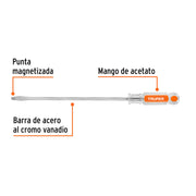 Desarmador plano 1/4 x 9' barra cuadrada mango acetato