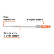 Desarmador plano 3/8 x 10' barra cuadrada mango acetato