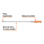 Desarmador plano 3/8 x 12' barra cuadrada mango acetato