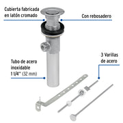 Contra para lavabo, con rebosadero,sistema automático, cromo