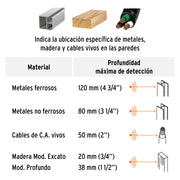 Detector de materiales detrás de muros, profundidad máx 12cm