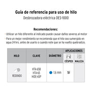 Desbrozadora eléctrica 1000 W mango 'D', 14' corte, TRUPER