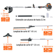Desbrozadora multifuncional 4 en 1, a gasolina 45 cc, TRUPER