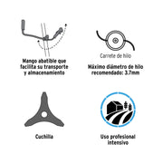 Desmalezadora a gasolina 52 cc mango tipo 'bici', 18' corte