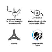 Desmalezadora a gasolina 52 cc mango tipo 'bici' , PRETUL