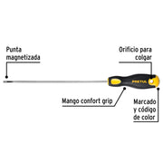Desarmador cabinet 1/8 x 6' mango Comfort Grip, PRETUL