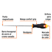 Desarmador cabinet 1/8' x 6' mango Comfort Grip, TRUPER