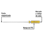 Desarmador cabinet 1/8 x 6' mango de PVC, PRETUL