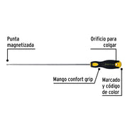 Desarmador cabinet 1/8 x 8' mango Comfort Grip, PRETUL