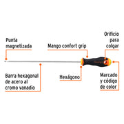 Desarmador cabinet 1/8' x 8' mango Comfort Grip, TRUPER