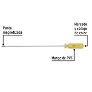 Desarmador cabinet 1/8 x 8' mango de PVC, PRETUL