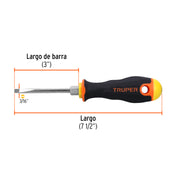 Desarmador cabinet 3/16 x 3' mango Comfort Grip, TRUPER