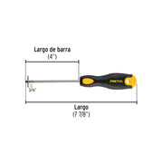 Desarmador cabinet 3/16 x 4' mango Comfort Grip, PRETUL