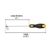 Desarmador cabinet 3/16 x 6' mango Comfort Grip, PRETUL