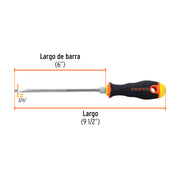 Desarmador cabinet 3/16' x 6' mango Comfort Grip, TRUPER
