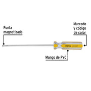 Desarmador cabinet 3/16 x 6' mango de PVC, PRETUL