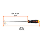 Desarmador cabinet 3/16' x 8' mango Comfort Grip, TRUPER