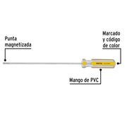 Desarmador cabinet 3/16 x 8' mango de PVC, PRETUL