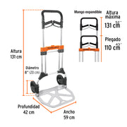 Diablo de carga, plegable de aluminio, 200 kg, TRUPER EXPERT