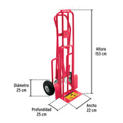 Diablo de carga convertible 3 en 1, 270kg, ruedas neumáticas