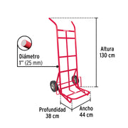 Diablo de carga de 300 kg, ruedas sólidas, doble balero