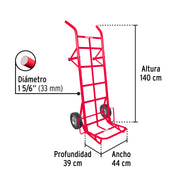 Diablo de carga de 450 kg, ruedas sólidas, doble balero