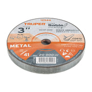 Disco abrasivo de corte preciso metal 3' x 1 mm, TRUPER