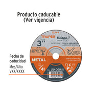 Disco abrasivo de corte preciso metal 3' x 1 mm, TRUPER