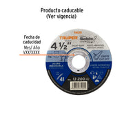 Disco abrasivo de corte preciso acero inox 4-1/2'x1mm TRUPER