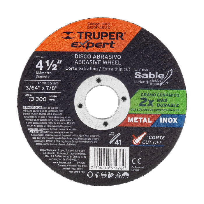 Disco abrasivo de corte preciso metal 4-1/2' x 1.2 mm EXPERT