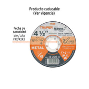 Disco abrasivo de corte preciso metal 4-1/2' x 1.6 mm TRUPER