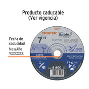 Disco abrasivo de corte preciso acero inox 7' x 1.8mm TRUPER