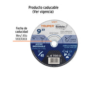 Disco abrasivo de corte preciso acero inox 9' x 2 mm, TRUPER