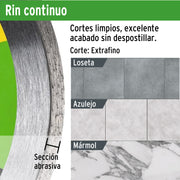 Disco de diamante de 7' x 2.1 mm, rin continuo, PRETUL