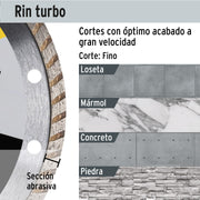 Disco de diamante de 7' x 1.6 mm, rin turbo, PRETUL