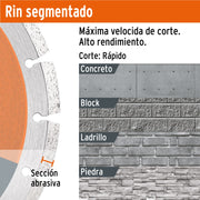 Disco de diamante de 4-1/2' x 2.1 mm, rin segmentado, TRUPER