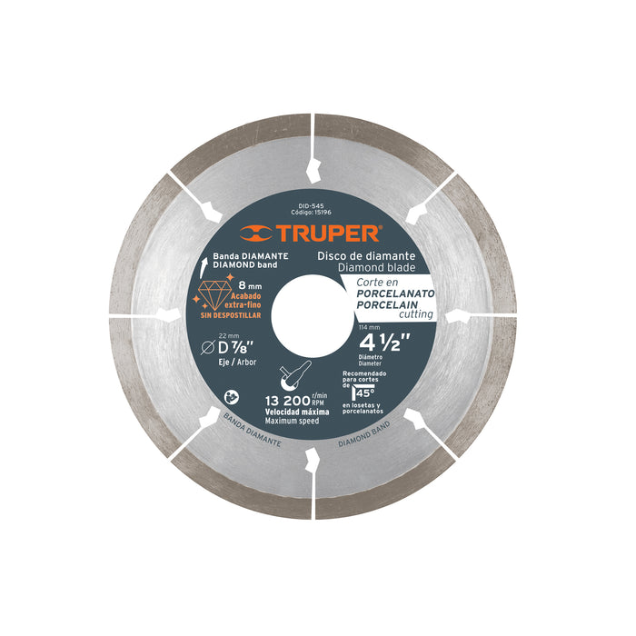 Disco de diamante de 4-1/2' x 1.3 mm, corte de porcelanato