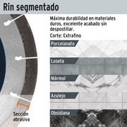 Disco de diamante de 4-1/2' x 1.3 mm, corte de porcelanato