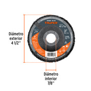 Disco removedor / limpieza 4-1/2' centro 7/8', TRUPER