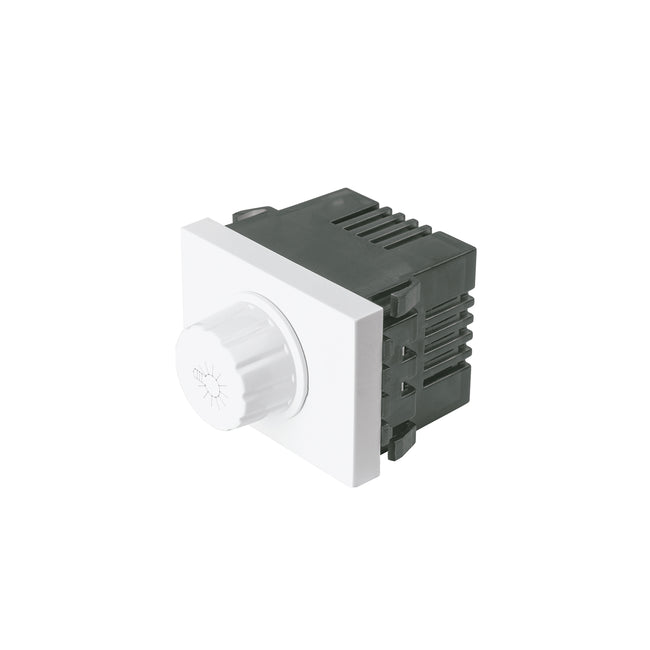 Dimmer giratorio, 1.5 módulos, línea Española, color blanco