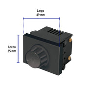 Dimmer giratorio, 1.5 módulos, línea Española, color negro