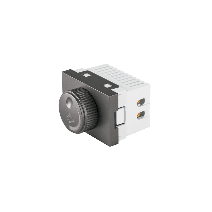 Dimmer giratorio acero inox de 1.5 módulos, línea Lisboa