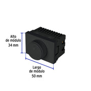 Dimmer giratorio negro de 1.5 módulos, línea Lisboa, VOLTECK