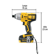 Destornillador de impacto 1/4', 20V, 1 batería 2Ah, PRETUL