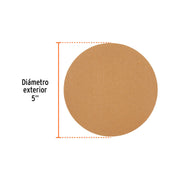 Paquete con 5 discos de lija 5' grano 120, ciegos, TRUPER